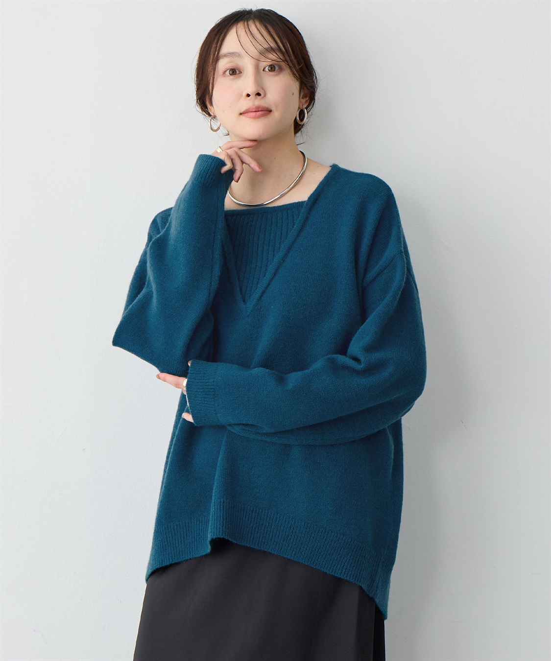 anyfee 【anyfee/大きいサイズ】レイヤード風ニットプルオーバー_sub_12