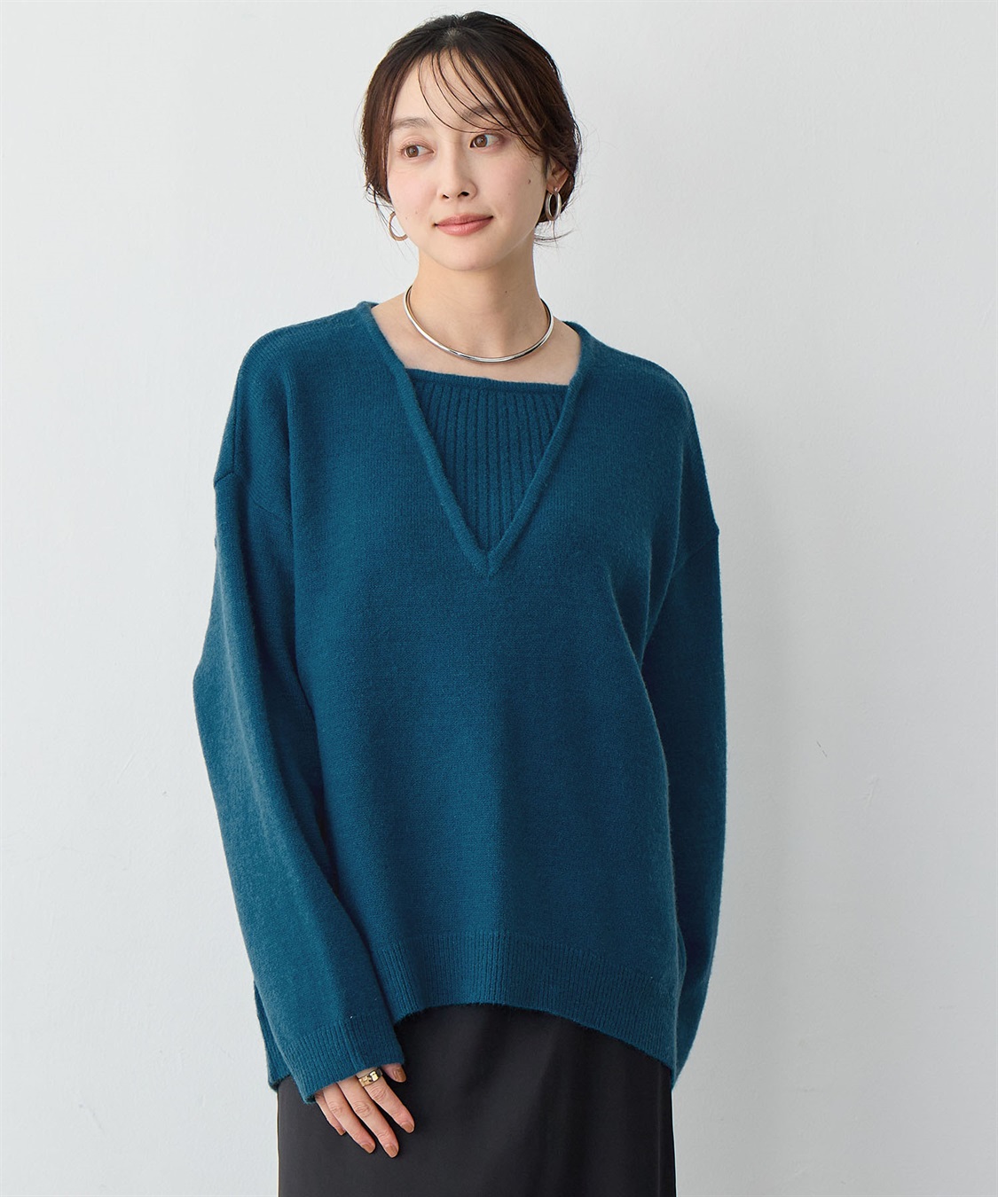 anyfee 【anyfee/大きいサイズ】レイヤード風ニットプルオーバー_sub_13