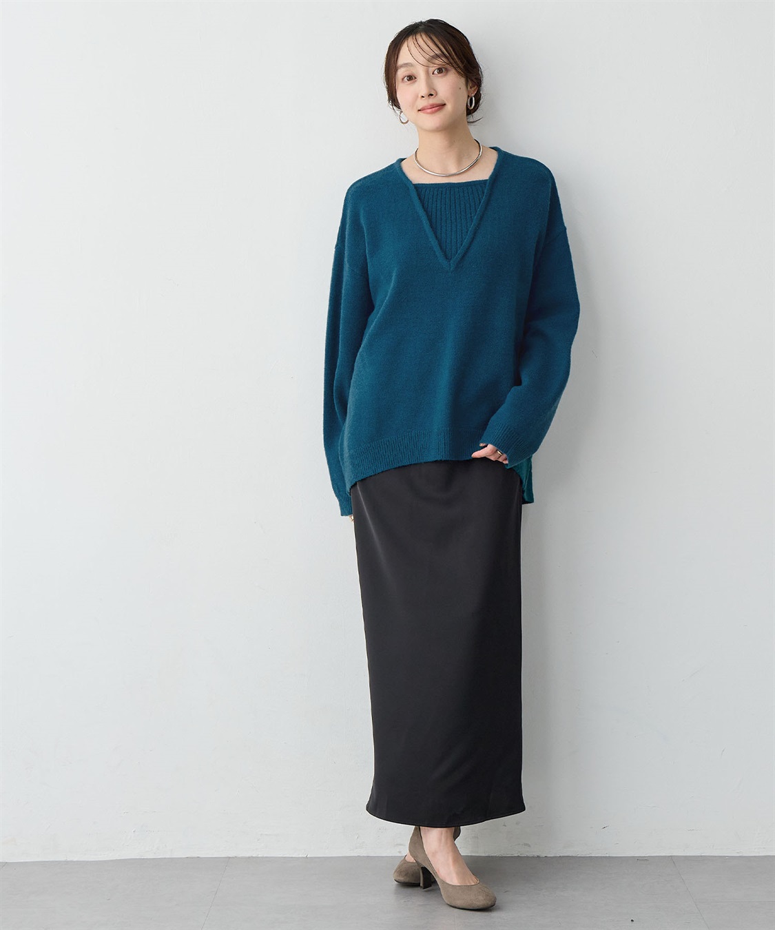 anyfee 【anyfee/大きいサイズ】レイヤード風ニットプルオーバー_sub_14