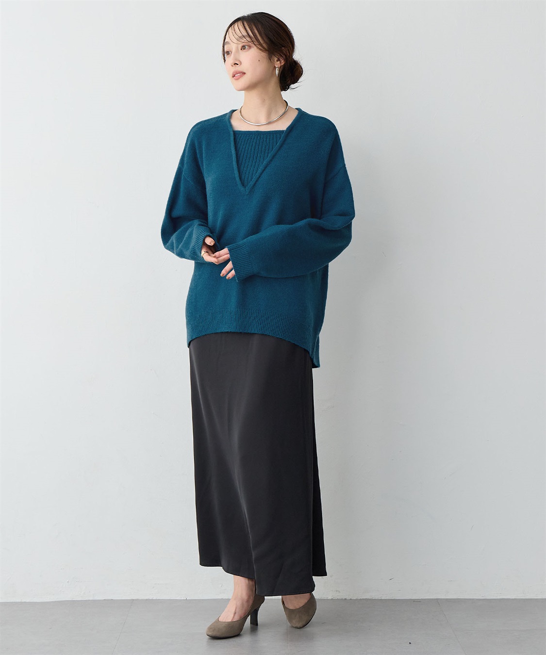 anyfee 【anyfee/大きいサイズ】レイヤード風ニットプルオーバー_sub_15