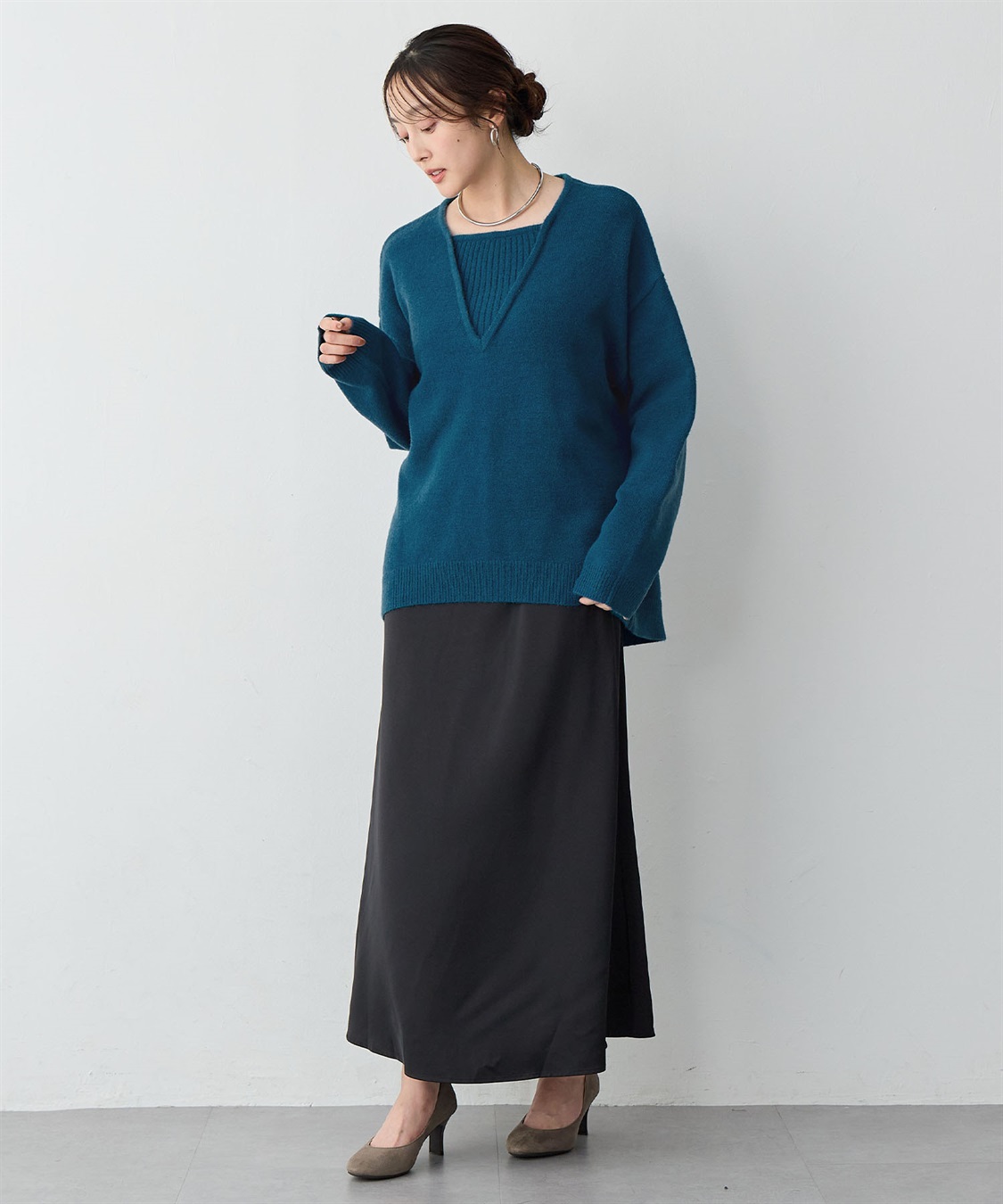 anyfee 【anyfee/大きいサイズ】レイヤード風ニットプルオーバー_sub_16