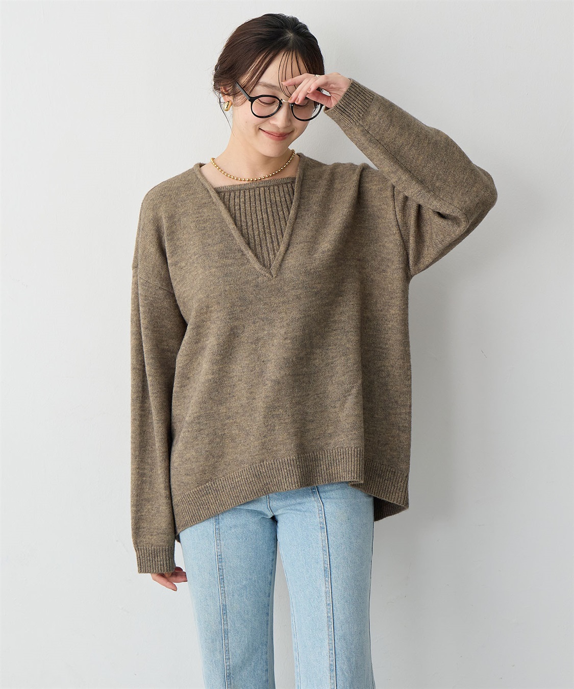 anyfee 【anyfee/大きいサイズ】レイヤード風ニットプルオーバー_sub_17