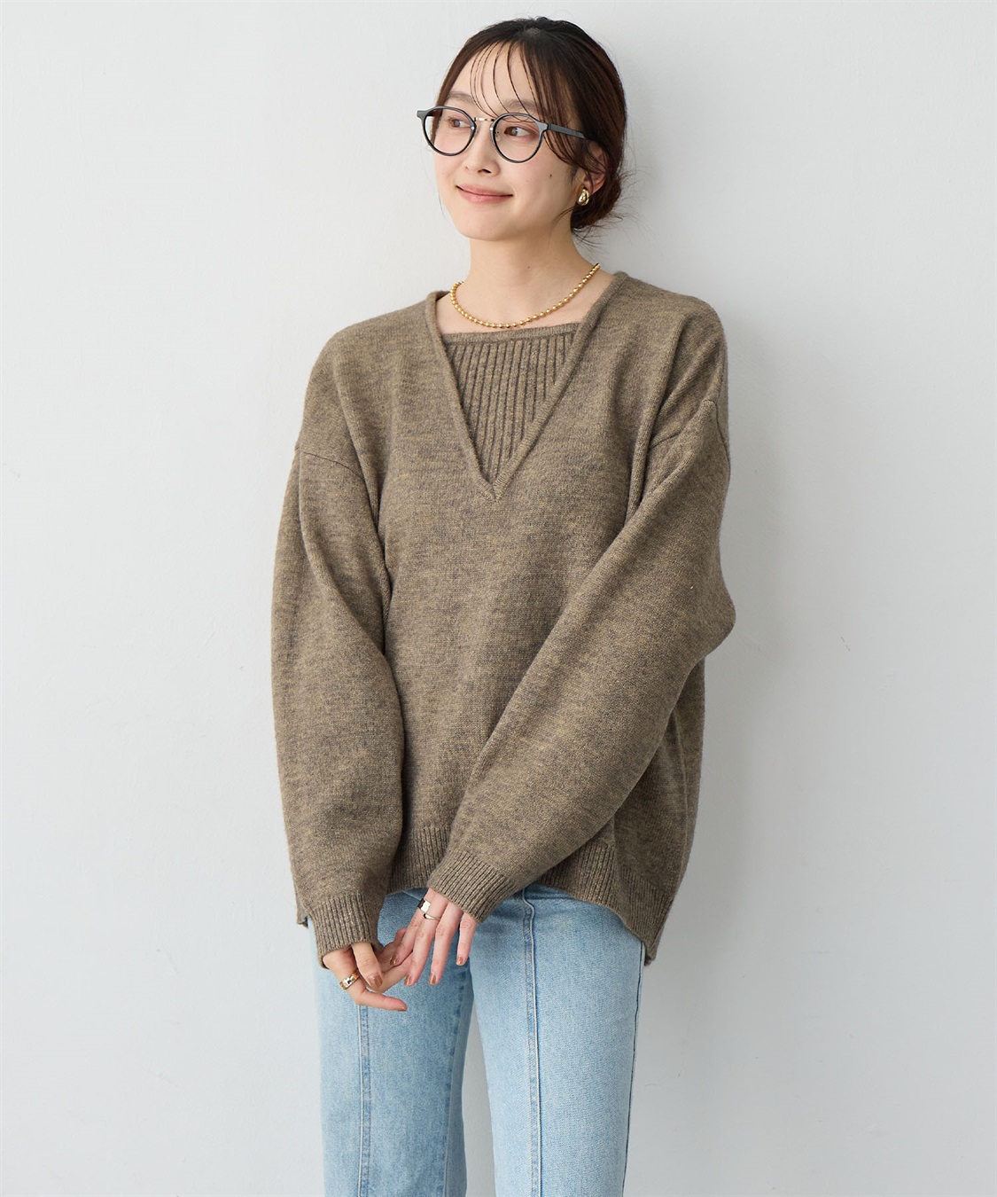 anyfee 【anyfee/大きいサイズ】レイヤード風ニットプルオーバー_sub_18