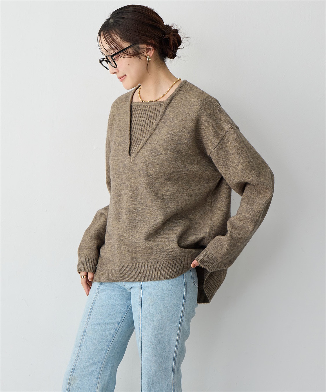 anyfee 【anyfee/大きいサイズ】レイヤード風ニットプルオーバー_sub_19