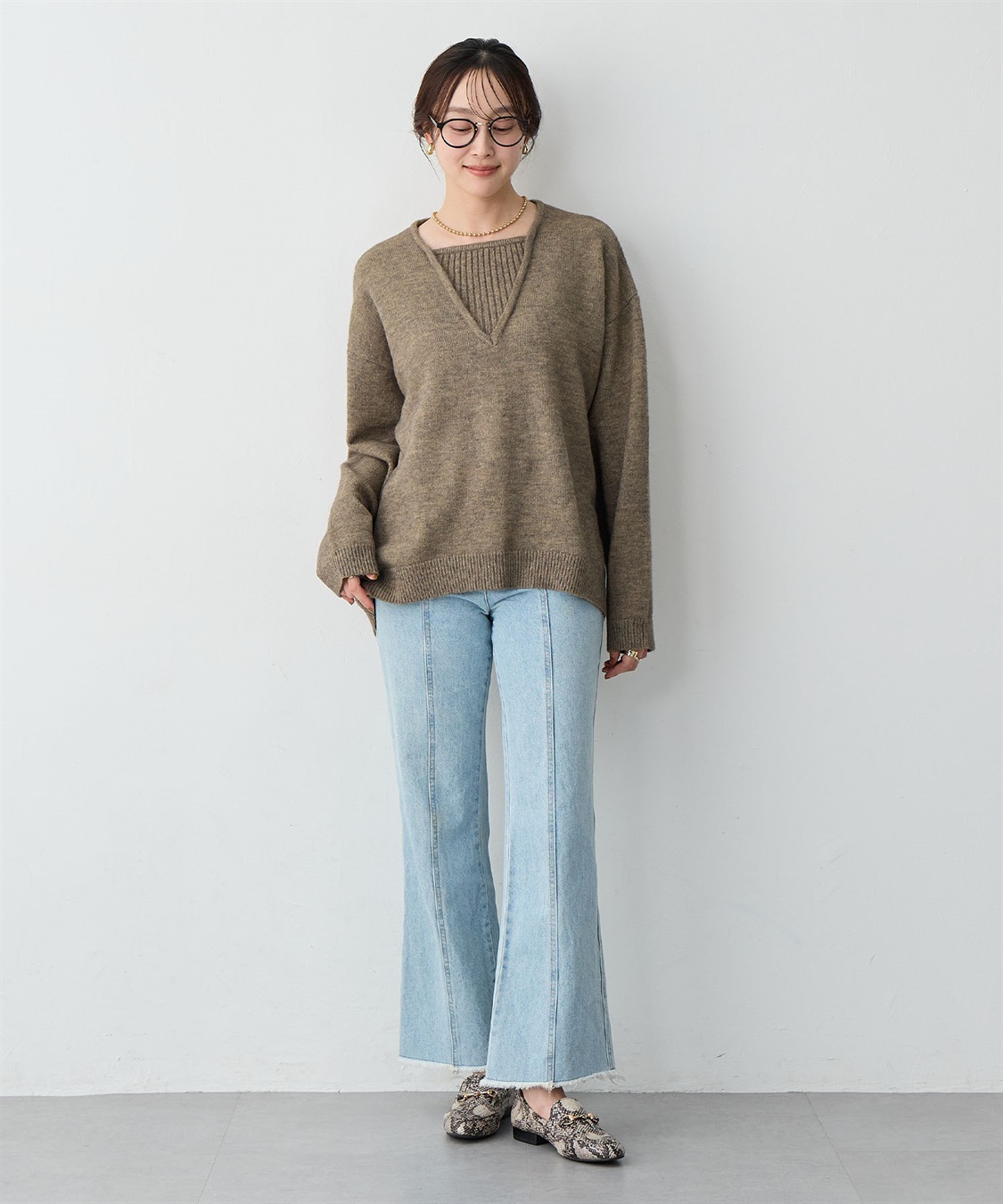 anyfee 【anyfee/大きいサイズ】レイヤード風ニットプルオーバー_sub_22