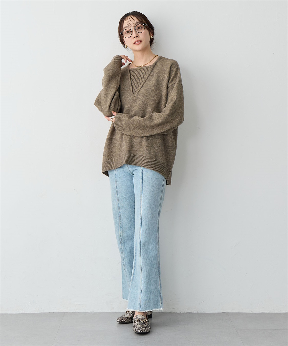 anyfee 【anyfee/大きいサイズ】レイヤード風ニットプルオーバー_sub_23