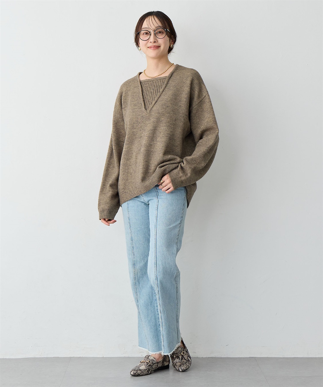 anyfee 【anyfee/大きいサイズ】レイヤード風ニットプルオーバー_sub_24