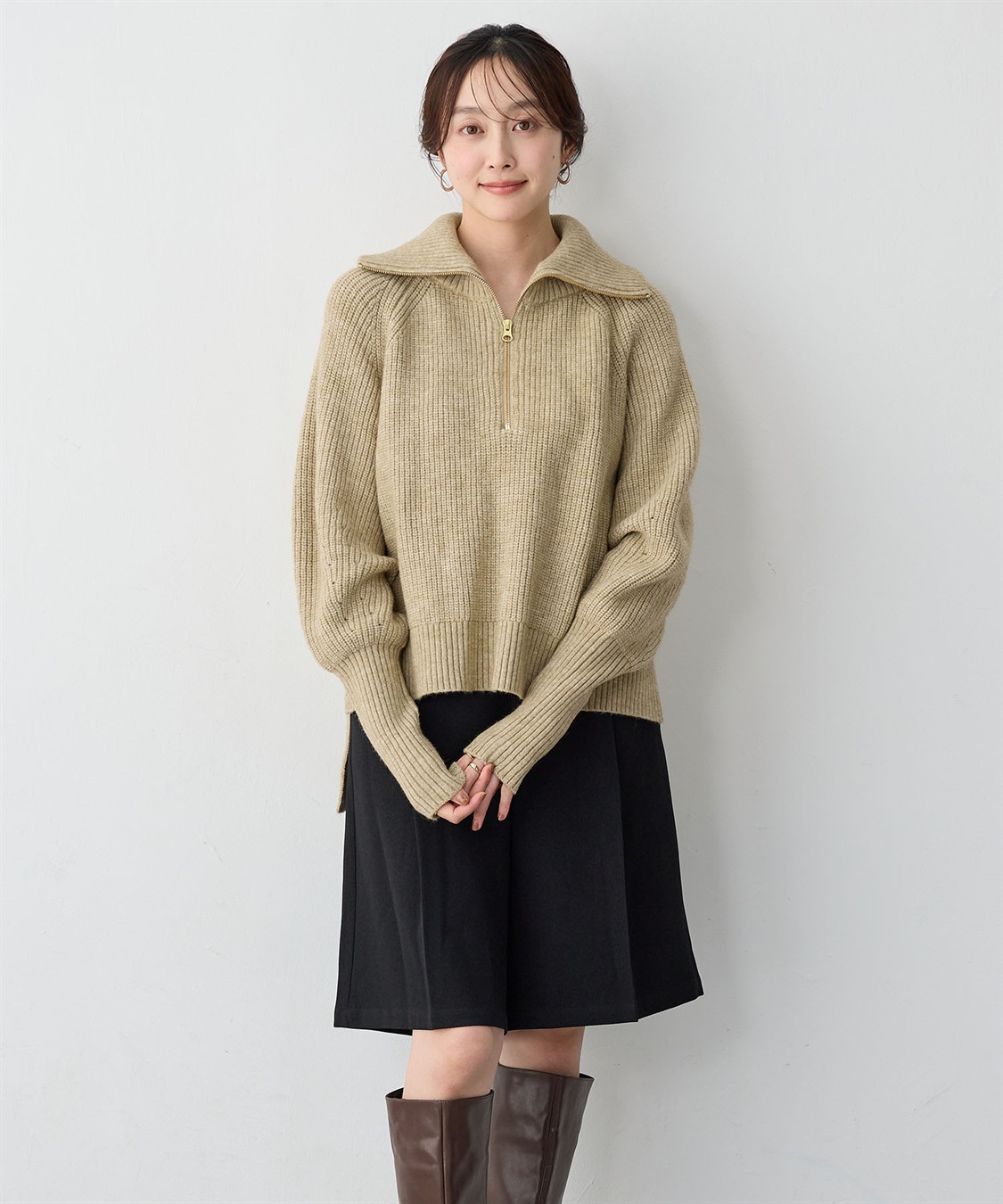 anyfee 【anyfee/大きいサイズ】ハーフジップニットプルオーバー_sub_3