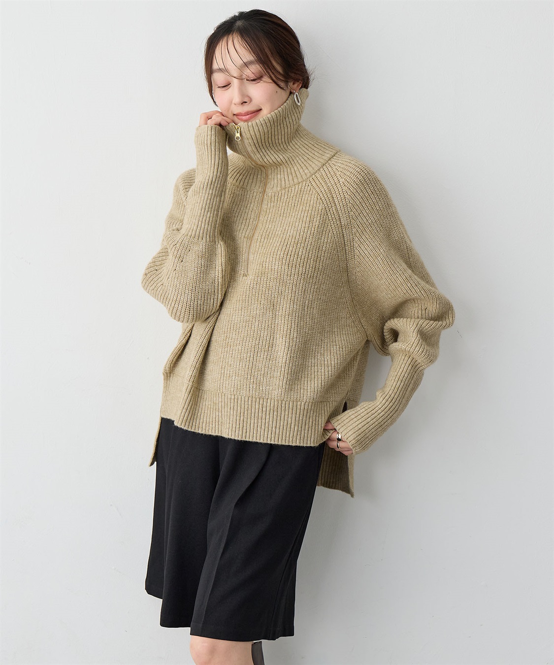 anyfee 【anyfee/大きいサイズ】ハーフジップニットプルオーバー_sub_4