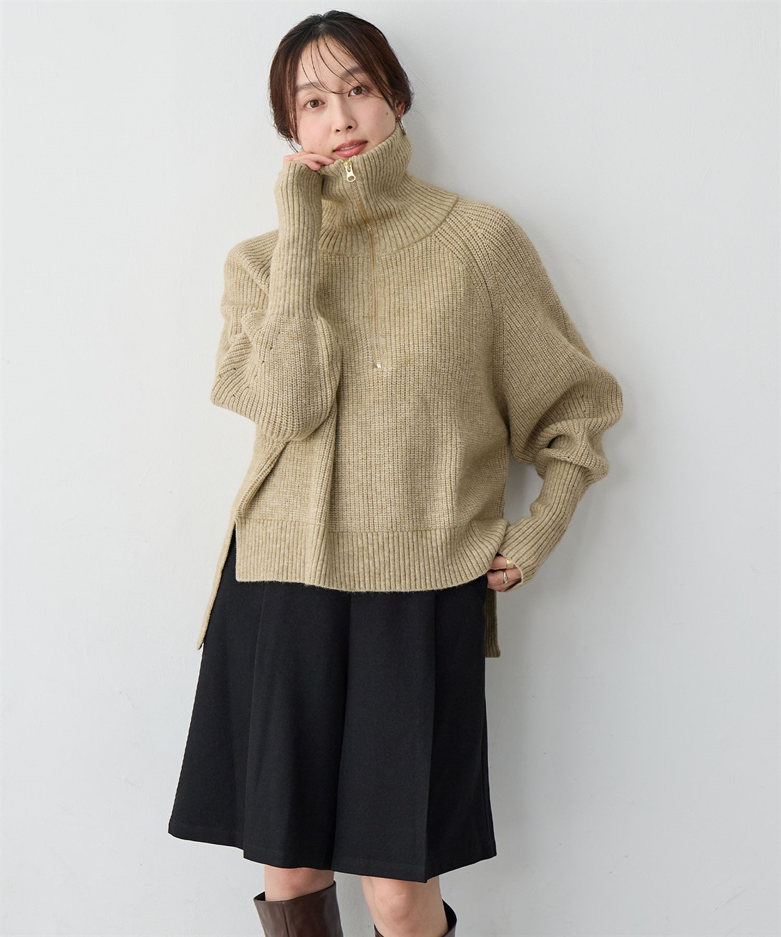 anyfee 【anyfee/大きいサイズ】ハーフジップニットプルオーバー_sub_5