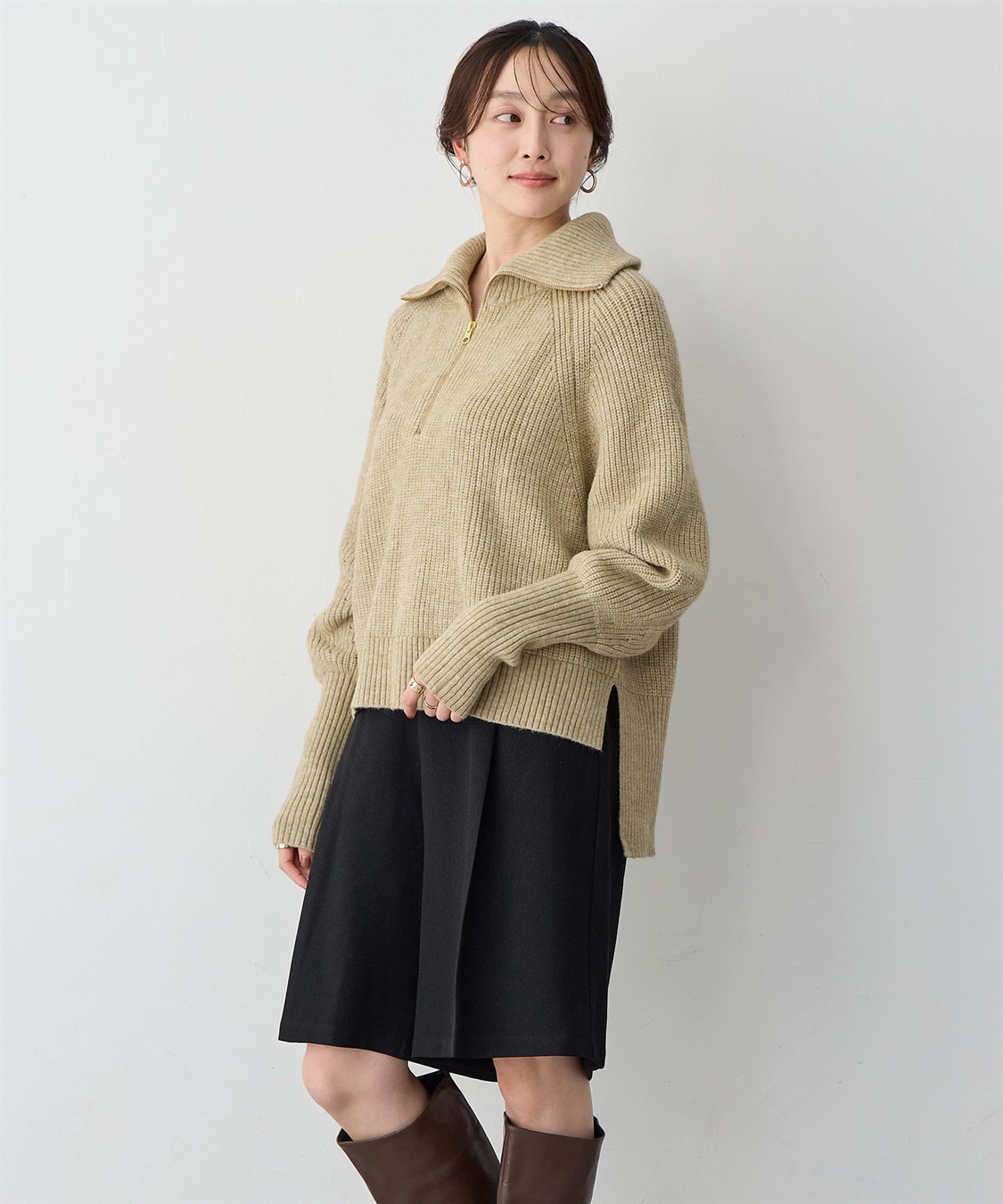 anyfee 【anyfee/大きいサイズ】ハーフジップニットプルオーバー_sub_6