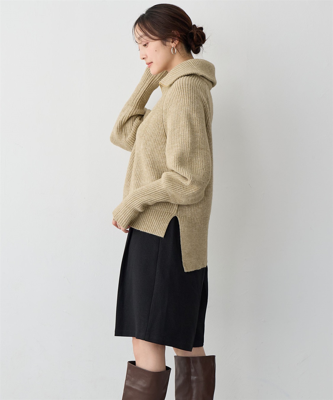 anyfee 【anyfee/大きいサイズ】ハーフジップニットプルオーバー_sub_7