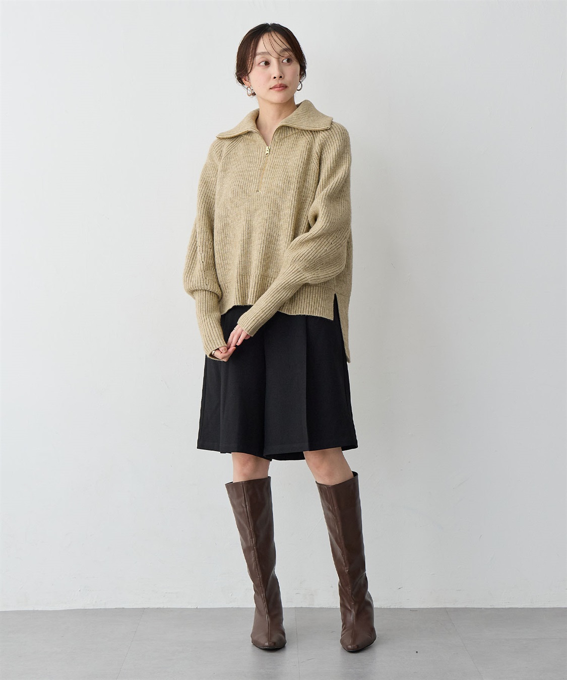 anyfee 【anyfee/大きいサイズ】ハーフジップニットプルオーバー_sub_9