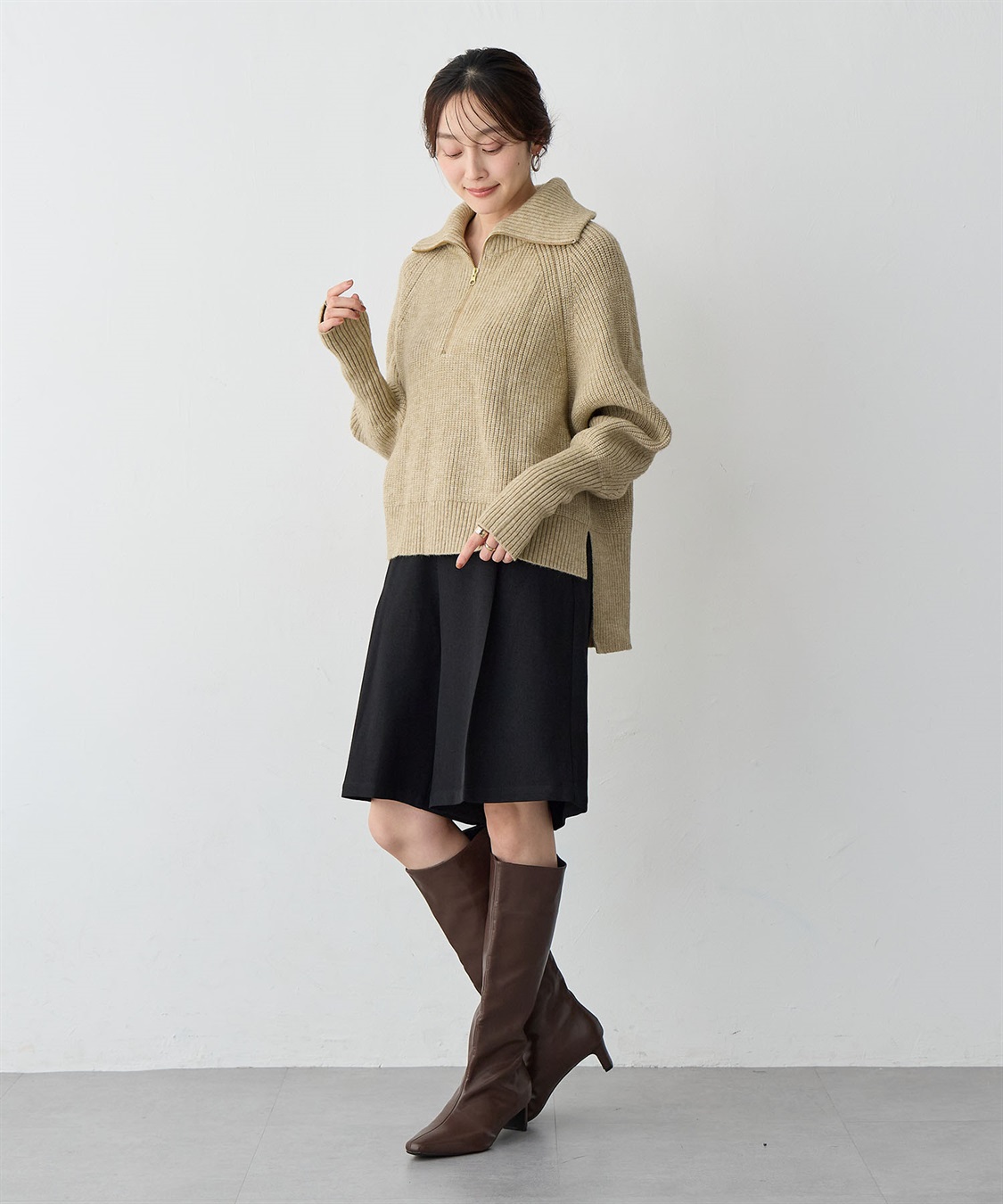 anyfee 【anyfee/大きいサイズ】ハーフジップニットプルオーバー_sub_10