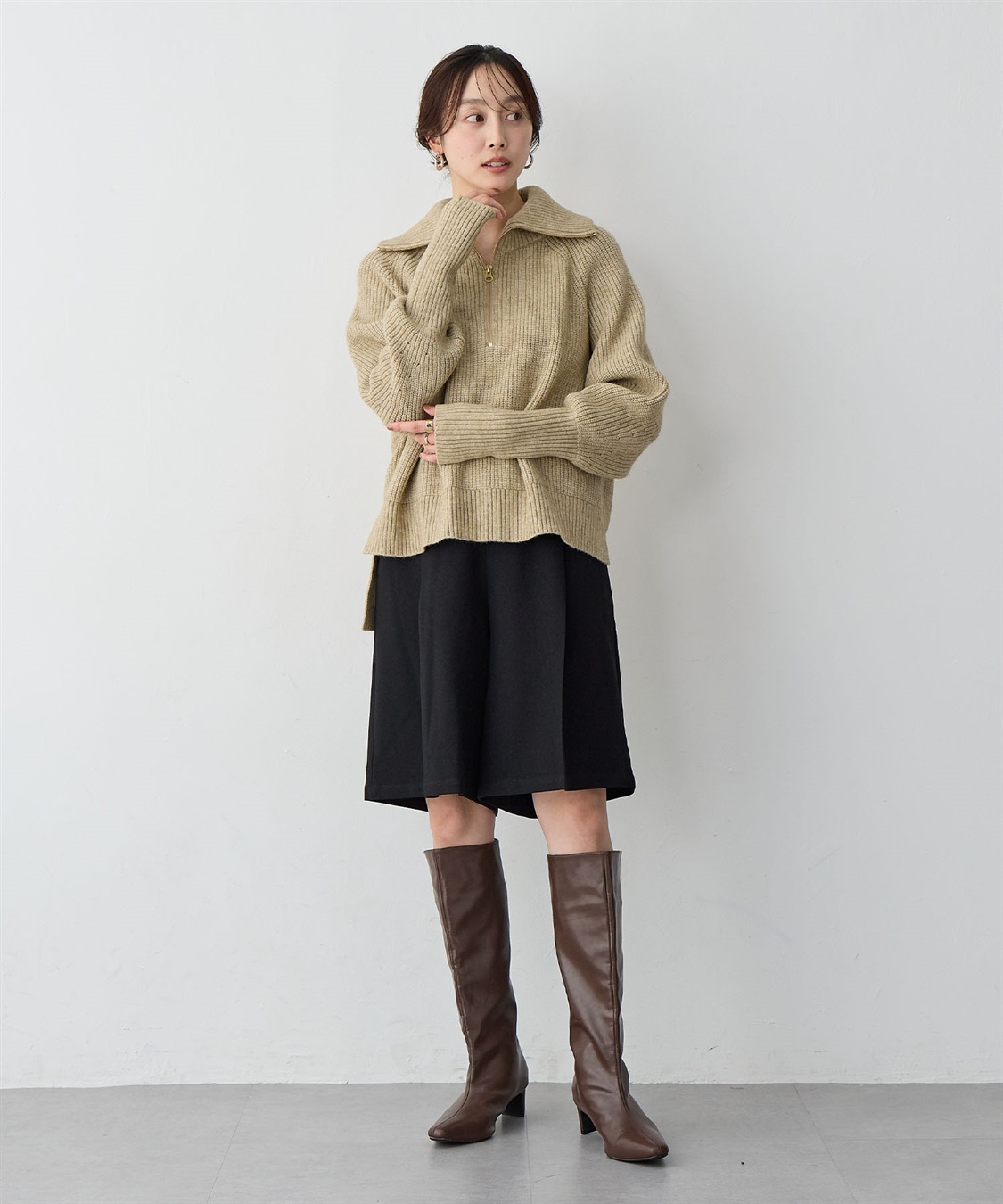 anyfee 【anyfee/大きいサイズ】ハーフジップニットプルオーバー_sub_12