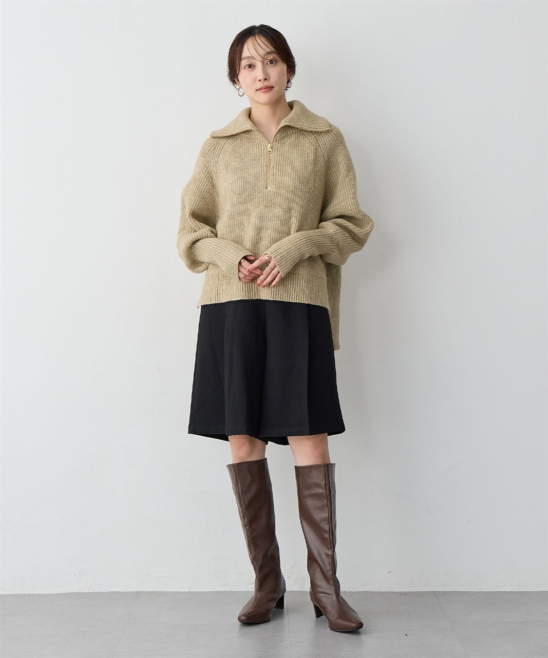 anyfee 【anyfee/大きいサイズ】ハーフジップニットプルオーバー_sub_13