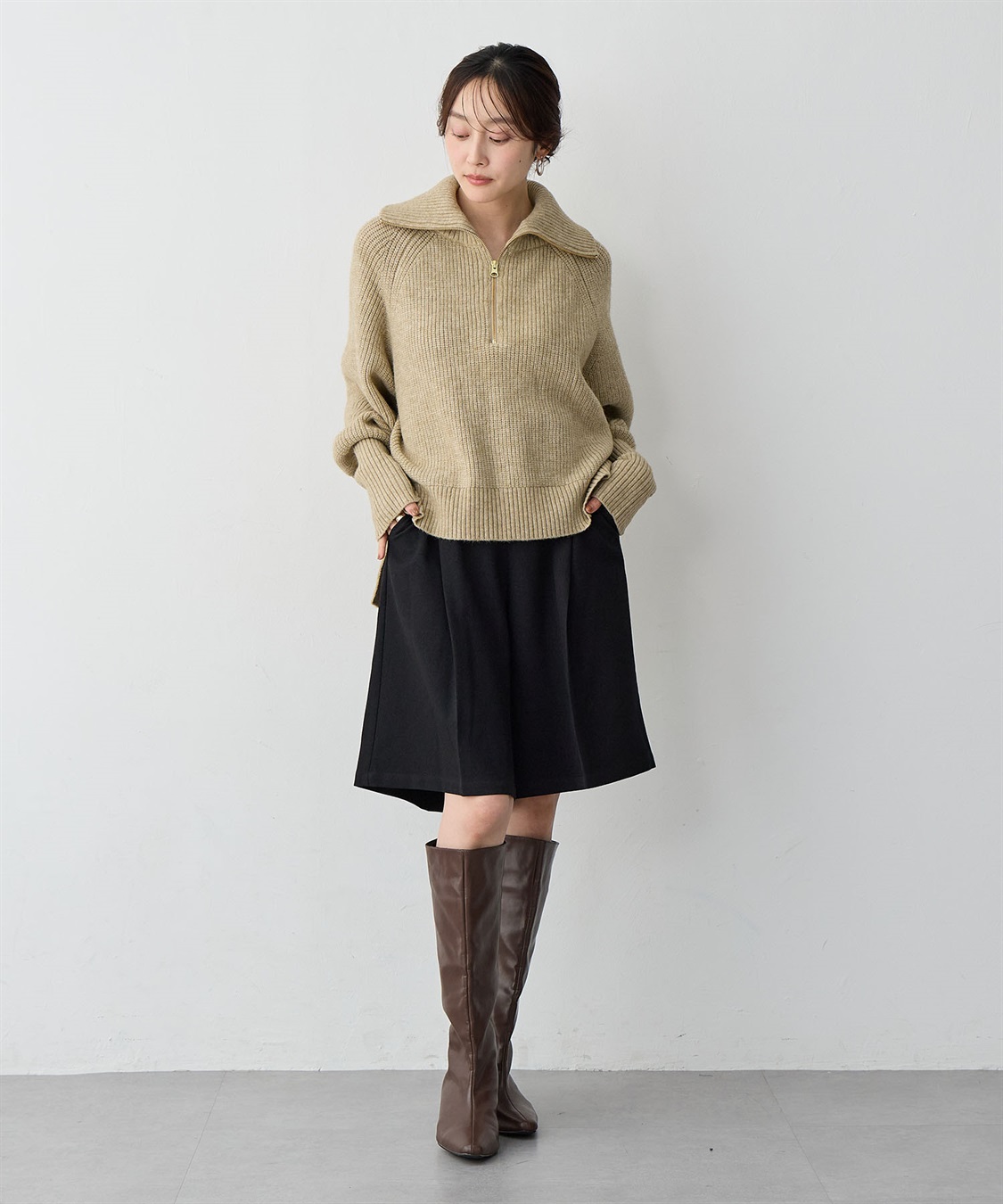 anyfee 【anyfee/大きいサイズ】ハーフジップニットプルオーバー_sub_14