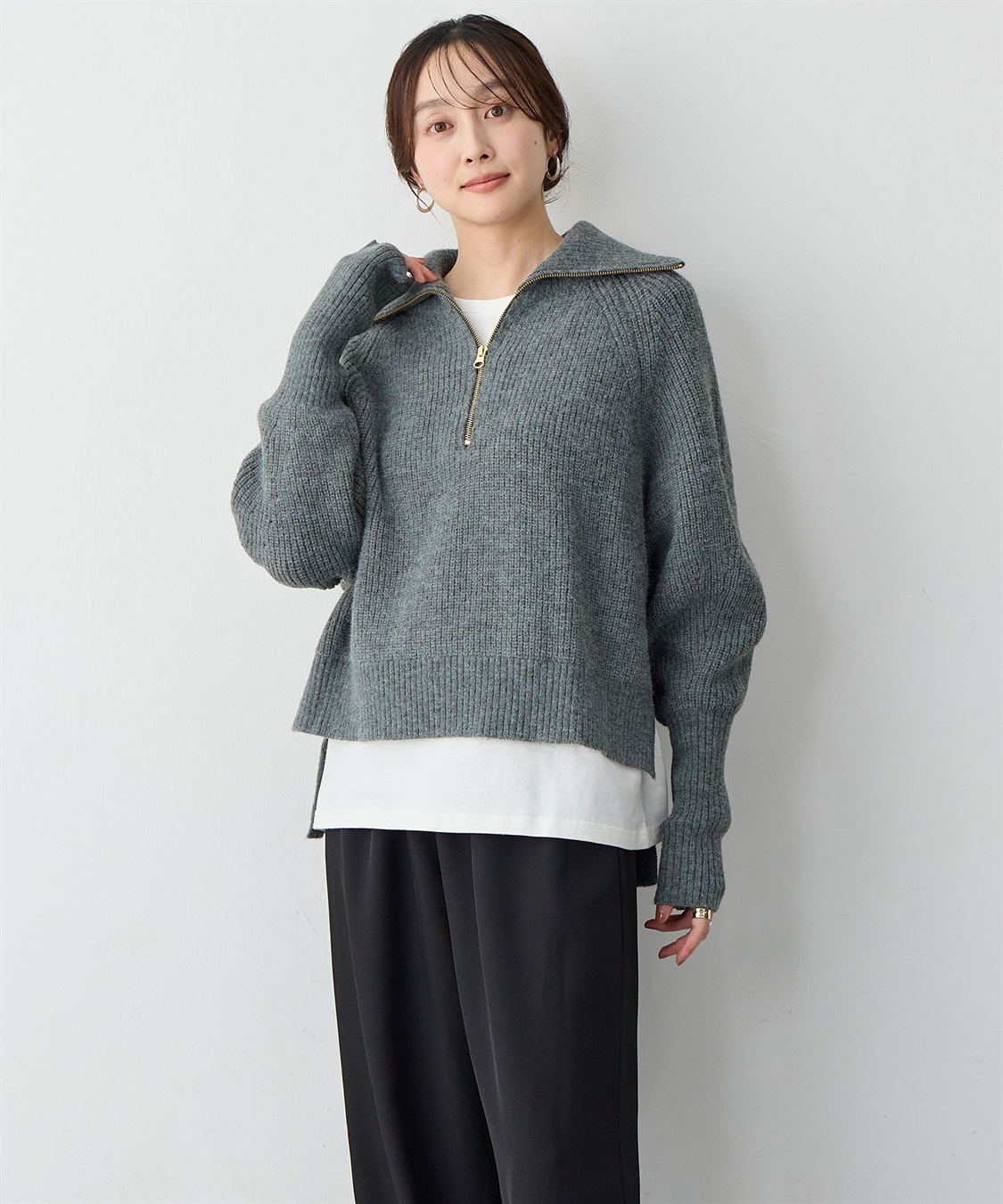 anyfee 【anyfee/大きいサイズ】ハーフジップニットプルオーバー_sub_18