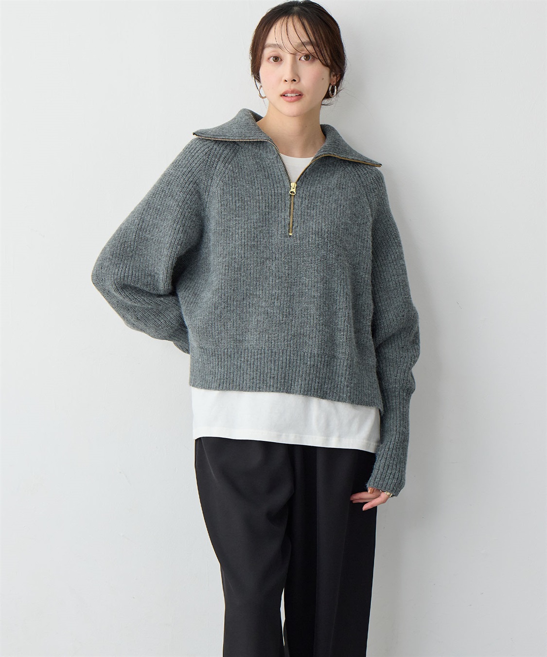 anyfee 【anyfee/大きいサイズ】ハーフジップニットプルオーバー_sub_19