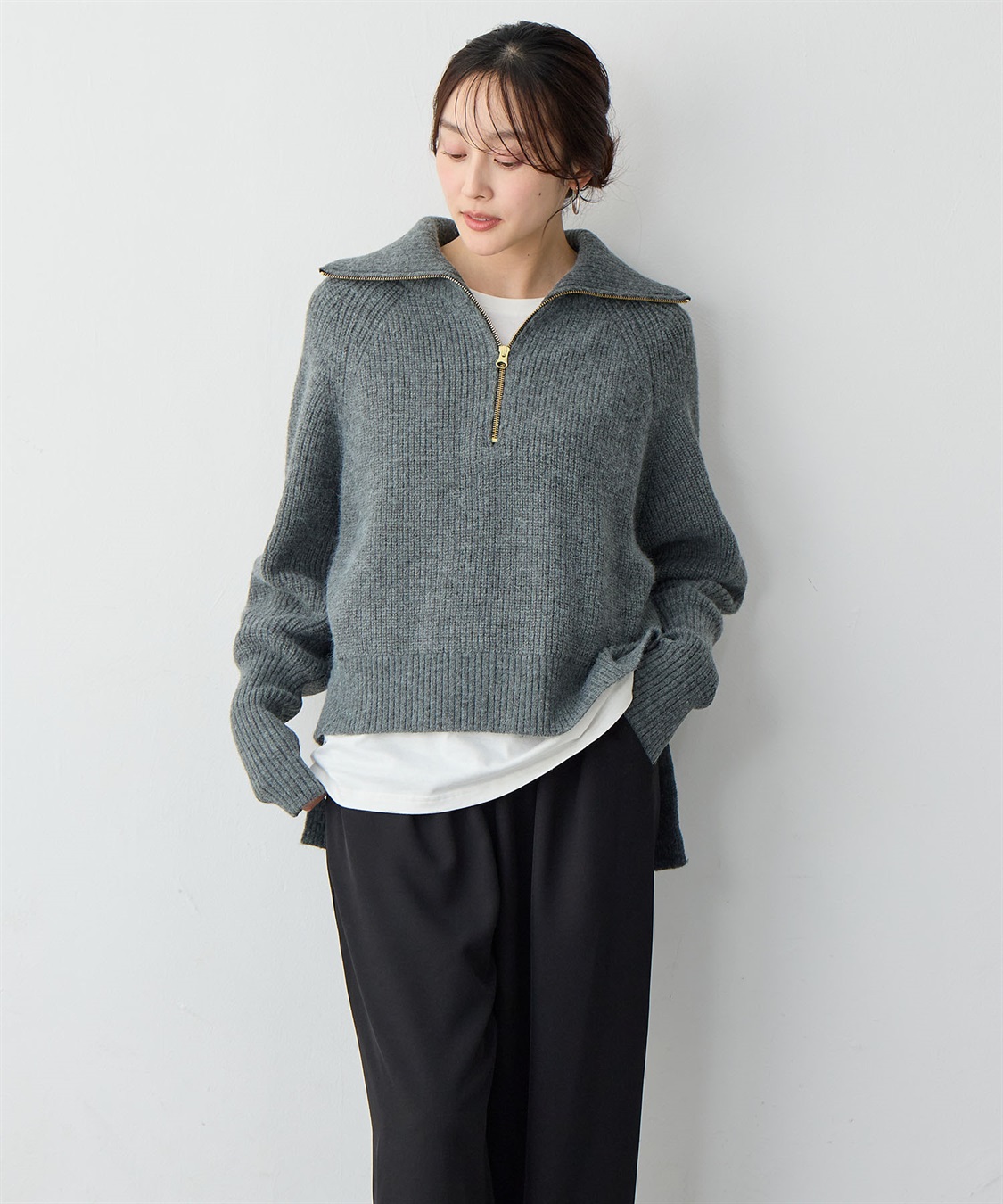 anyfee 【anyfee/大きいサイズ】ハーフジップニットプルオーバー_sub_20