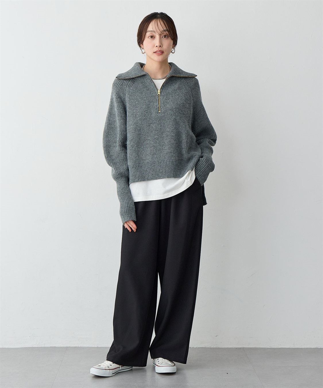 anyfee 【anyfee/大きいサイズ】ハーフジップニットプルオーバー_sub_22