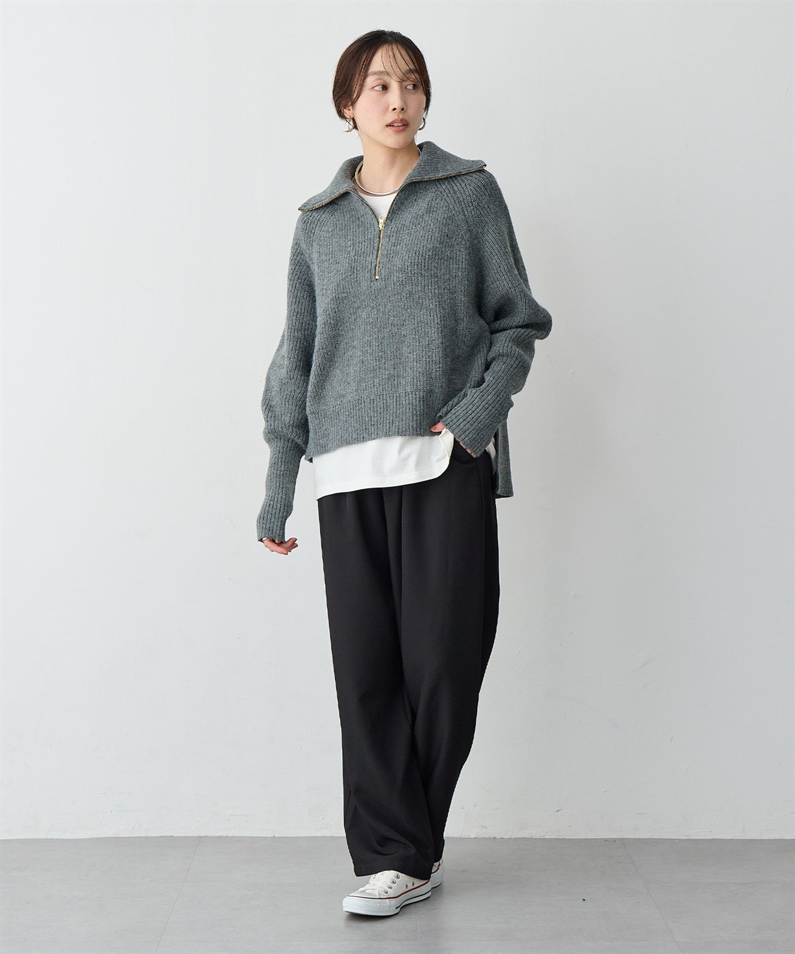 anyfee 【anyfee/大きいサイズ】ハーフジップニットプルオーバー_sub_23