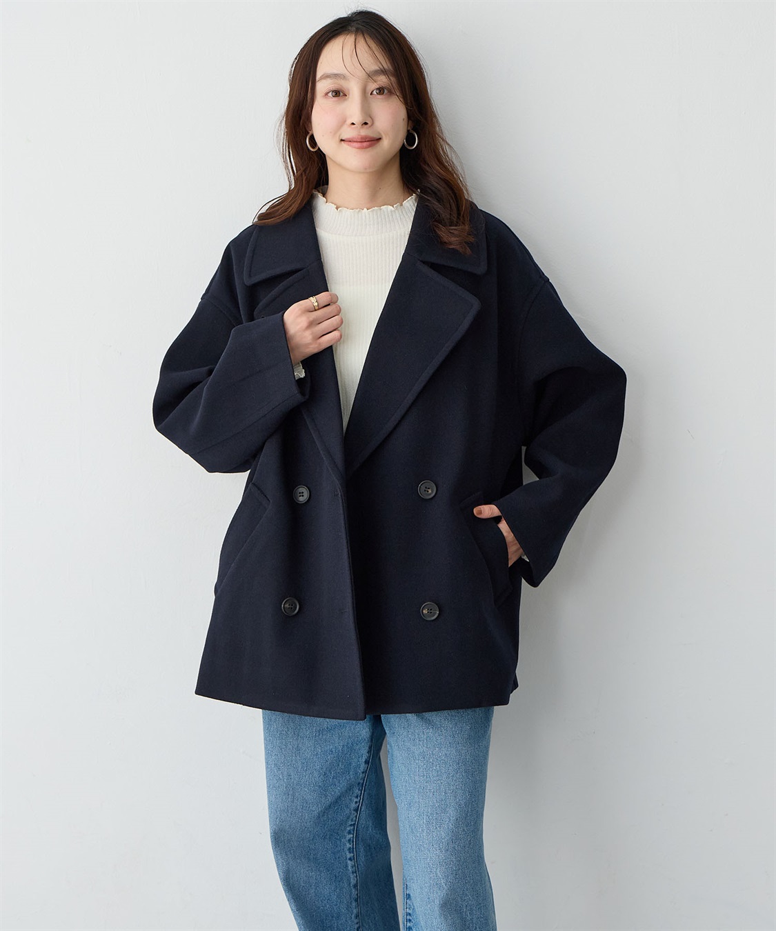 Life Style by cross marche 【anyfee/大きいサイズ】ミディ丈Pコート_sub_1