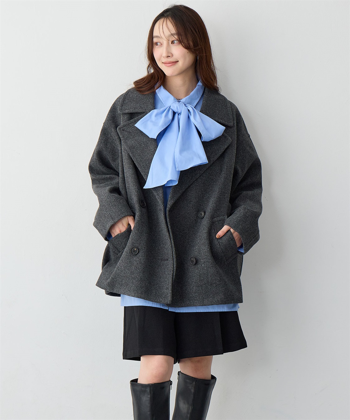 Life Style by cross marche 【anyfee/大きいサイズ】ミディ丈Pコート_sub_2