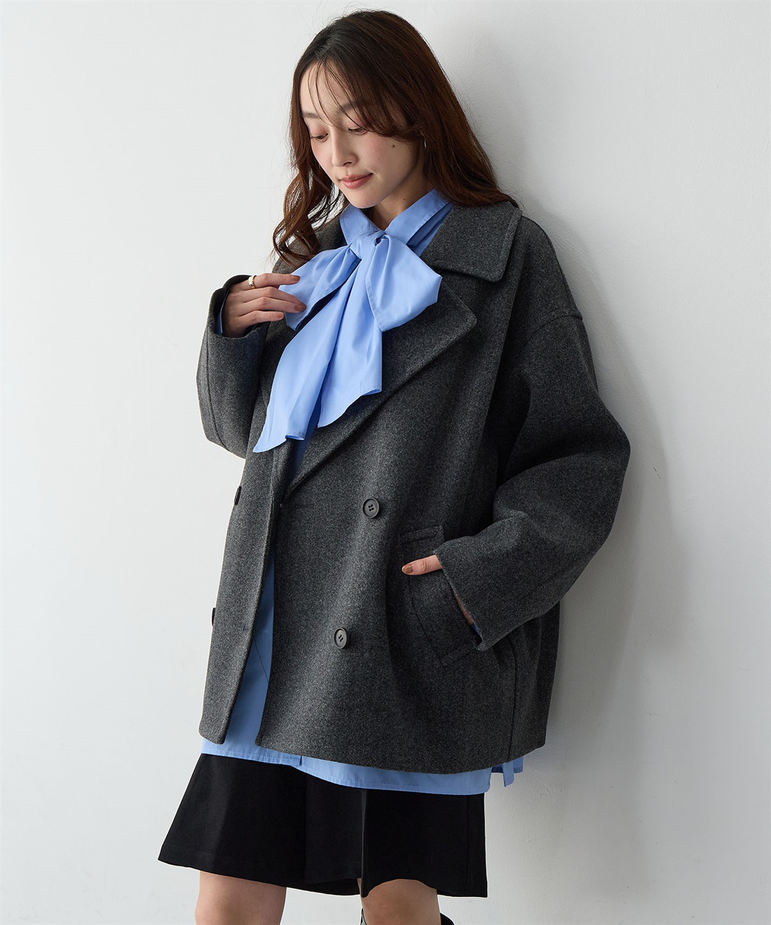 Life Style by cross marche 【anyfee/大きいサイズ】ミディ丈Pコート_sub_3