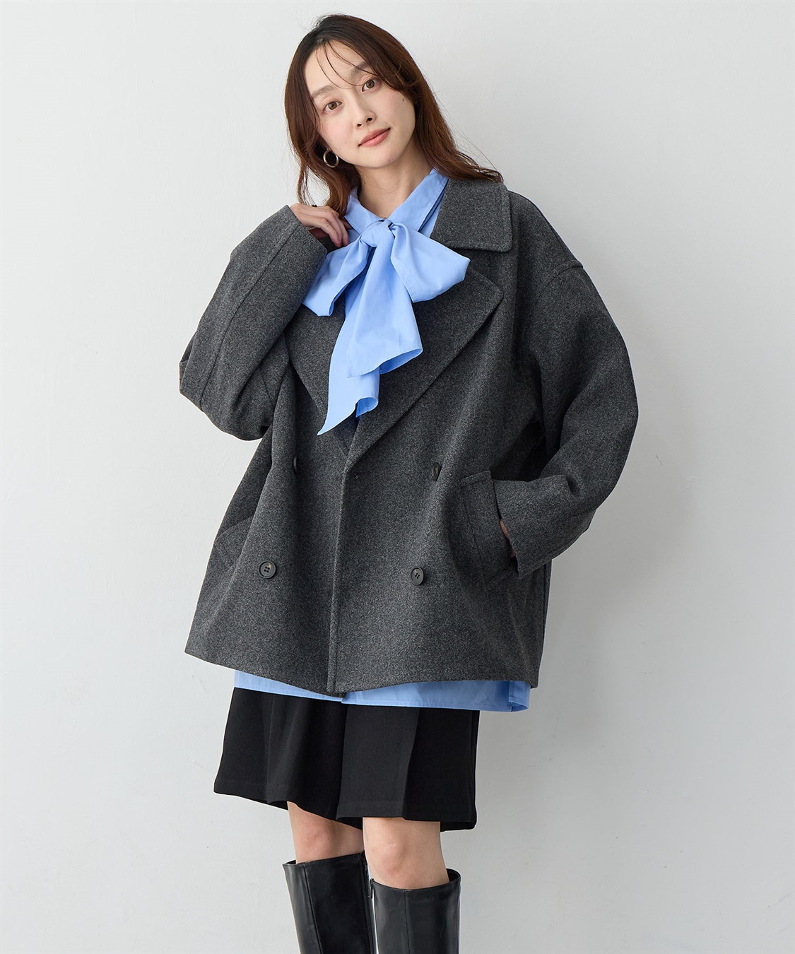 Life Style by cross marche 【anyfee/大きいサイズ】ミディ丈Pコート_sub_4