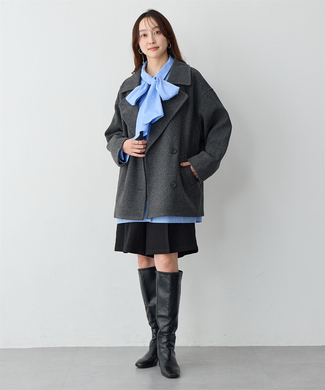 Life Style by cross marche 【anyfee/大きいサイズ】ミディ丈Pコート_sub_8