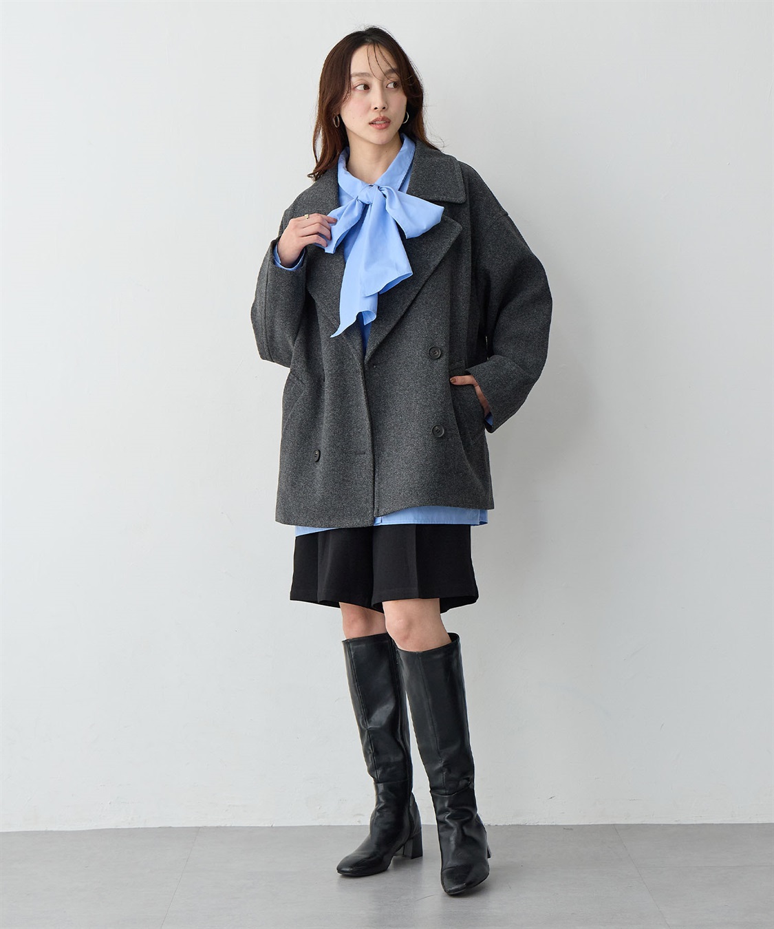 Life Style by cross marche 【anyfee/大きいサイズ】ミディ丈Pコート_sub_9