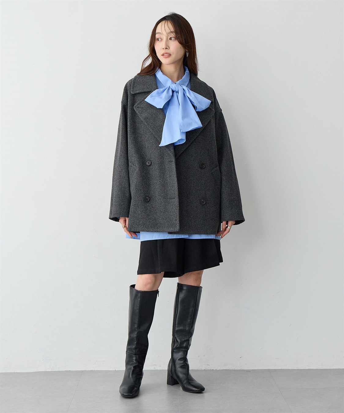 Life Style by cross marche 【anyfee/大きいサイズ】ミディ丈Pコート_sub_10