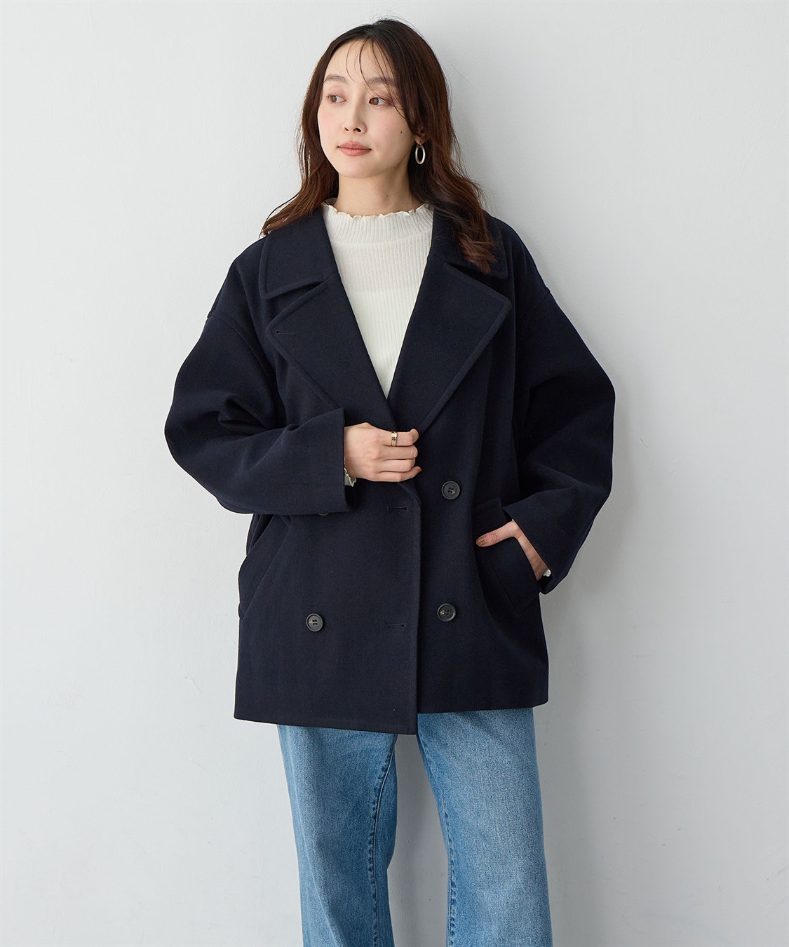 Life Style by cross marche 【anyfee/大きいサイズ】ミディ丈Pコート_sub_11