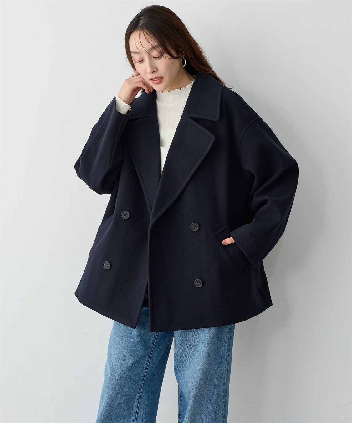 Life Style by cross marche 【anyfee/大きいサイズ】ミディ丈Pコート_sub_12