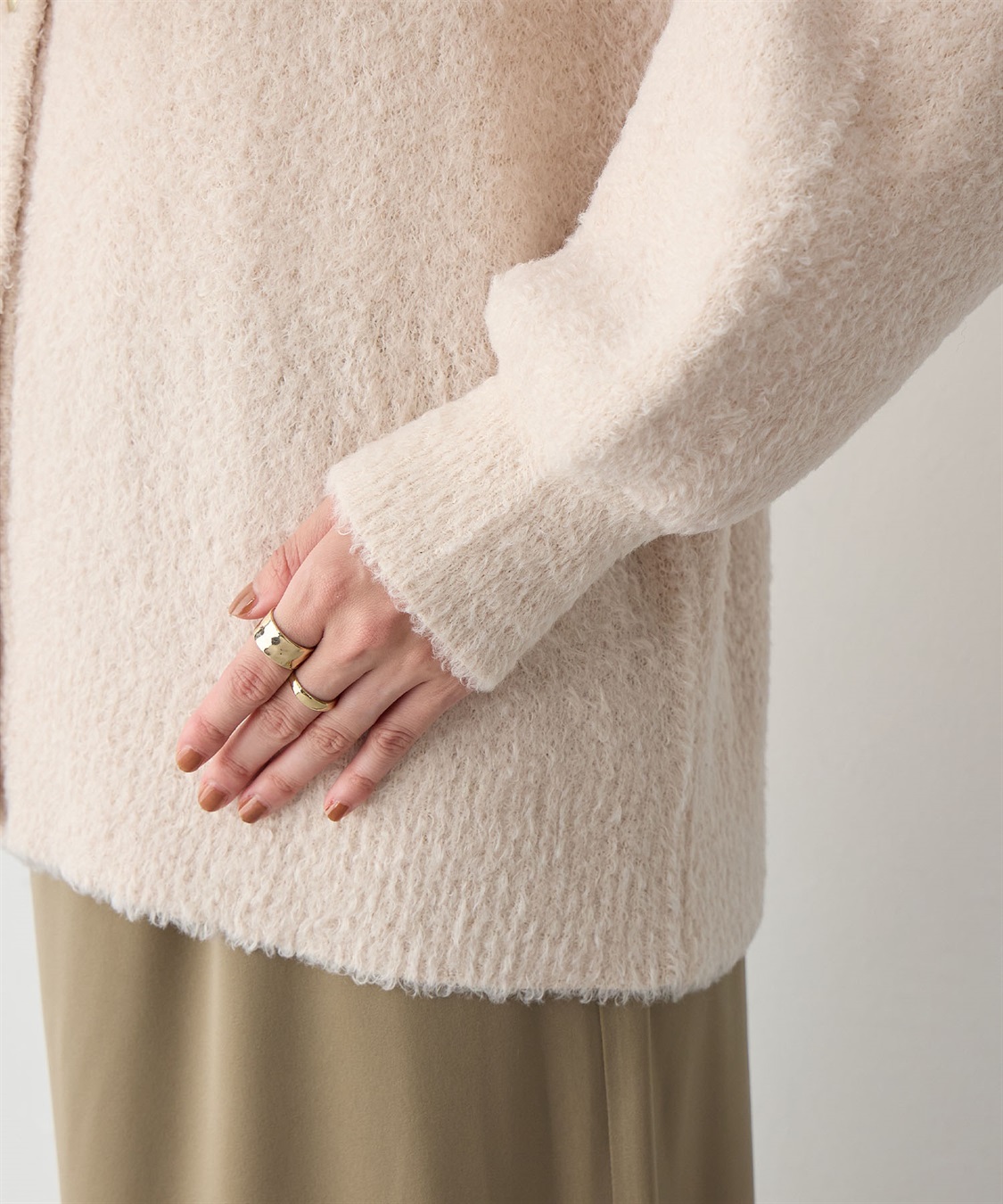 Life Style by cross marche 【anyfee/大きいサイズ】金ボタンブークレニットカーディガン_sub_19