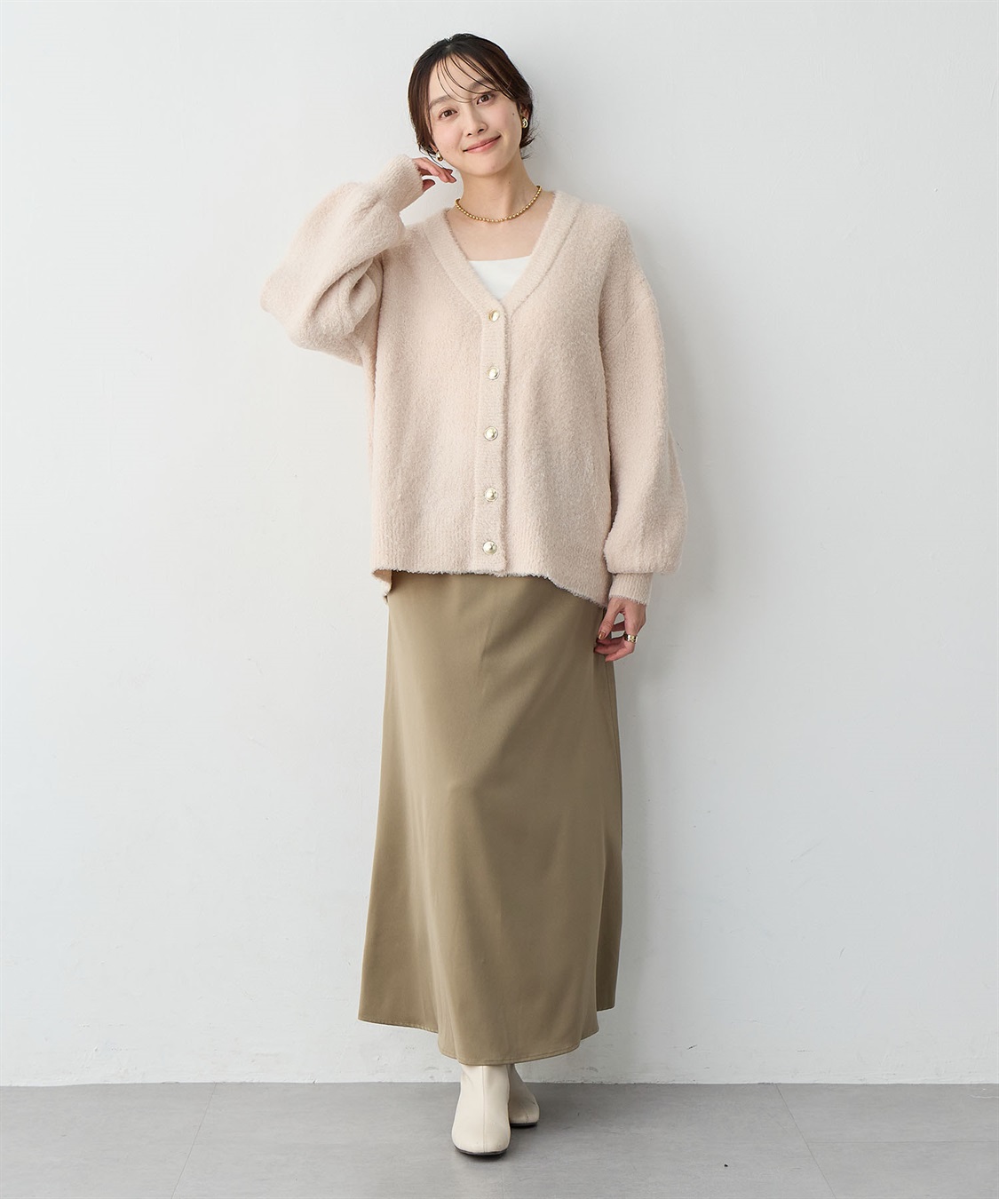 Life Style by cross marche 【anyfee/大きいサイズ】金ボタンブークレニットカーディガン_sub_23