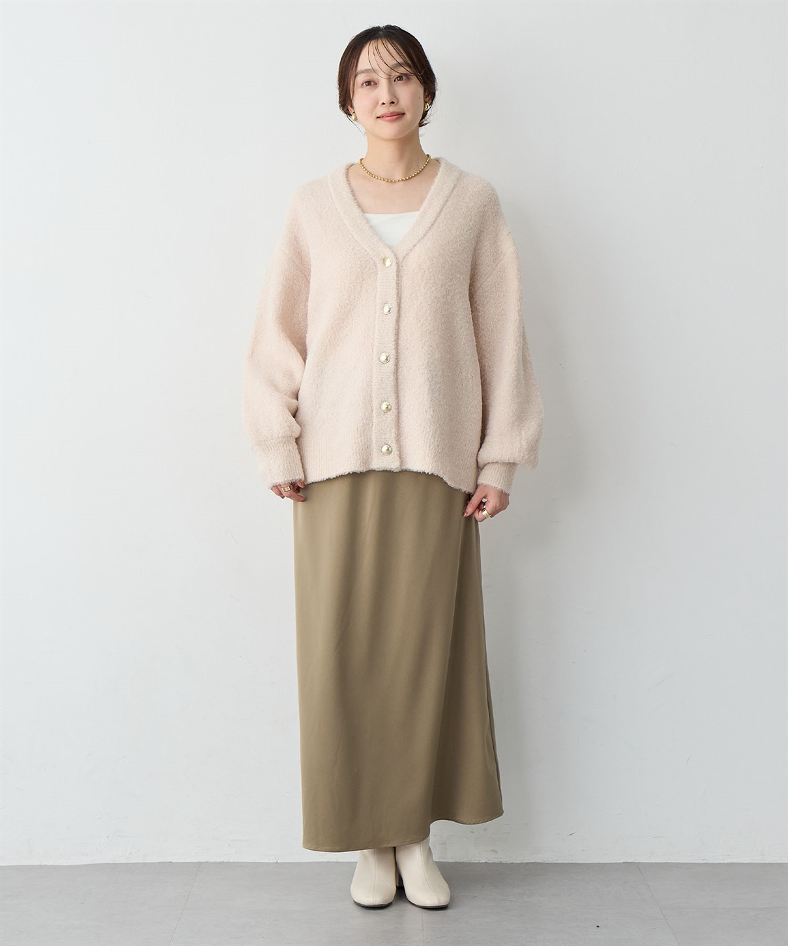 Life Style by cross marche 【anyfee/大きいサイズ】金ボタンブークレニットカーディガン_sub_24