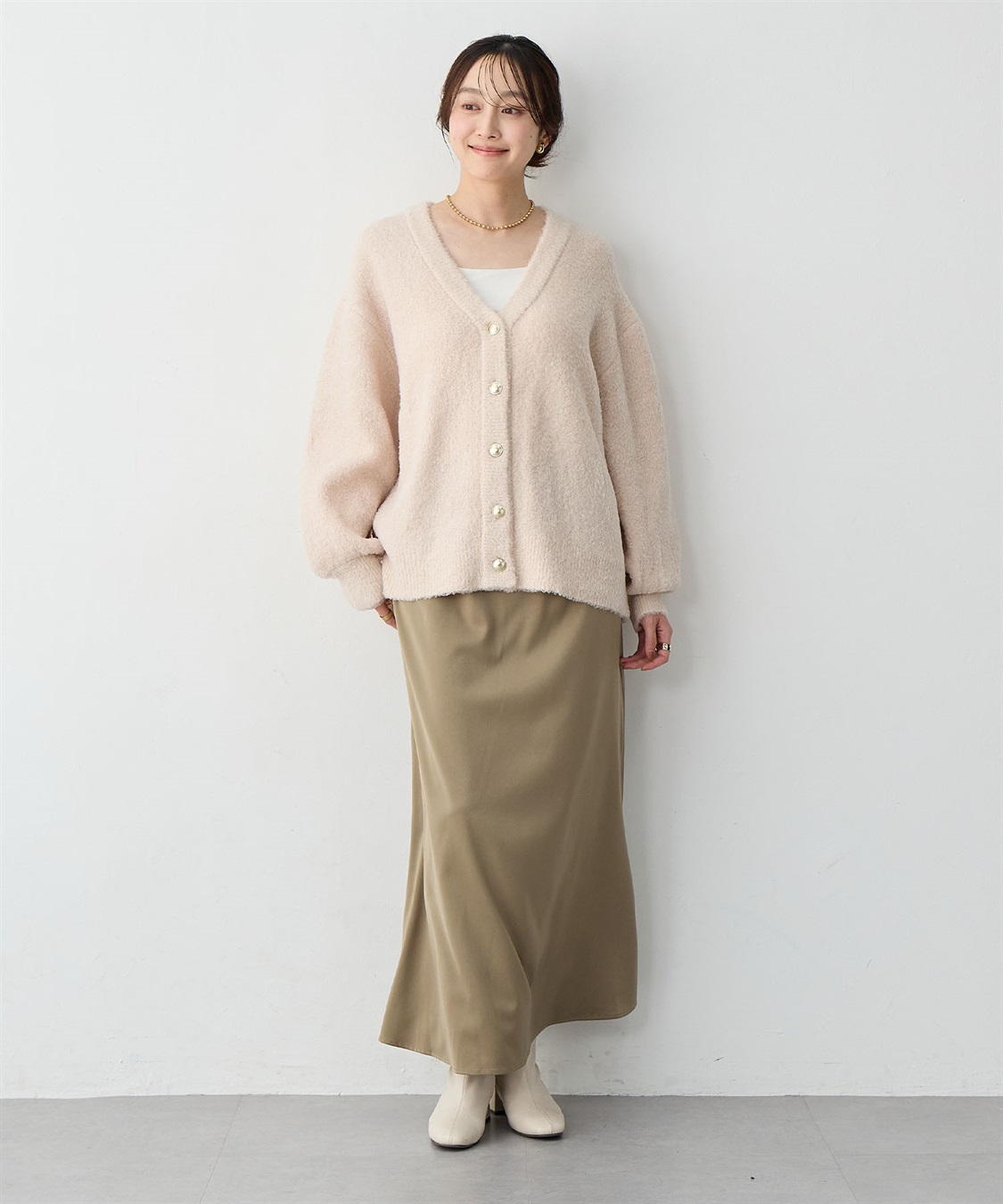 Life Style by cross marche 【anyfee/大きいサイズ】金ボタンブークレニットカーディガン_sub_25