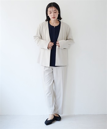 anyfee 【anyfee/大きいサイズ】ニットジョーゼットVネックノーカラージャケット《セレモニー/オケージョン》_subthumb_11