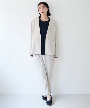 anyfee 【anyfee/大きいサイズ】ニットジョーゼットVネックノーカラージャケット《セレモニー/オケージョン》_subthumb_12