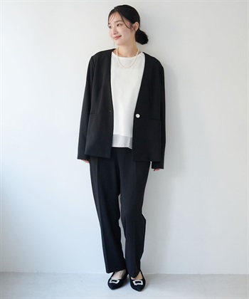 anyfee 【anyfee/大きいサイズ】ニットジョーゼットVネックノーカラージャケット《セレモニー/オケージョン》_subthumb_16