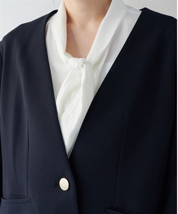 anyfee 【anyfee/大きいサイズ】ニットジョーゼットVネックノーカラージャケット《セレモニー/オケージョン》_subthumb_21