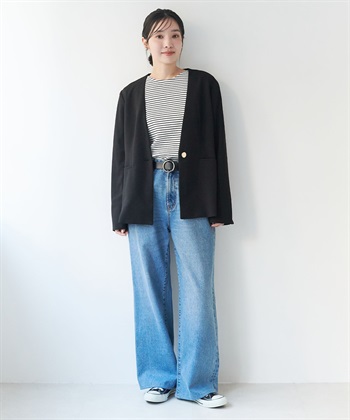 anyfee 【anyfee/大きいサイズ】ニットジョーゼットVネックノーカラージャケット《セレモニー/オケージョン》_subthumb_22