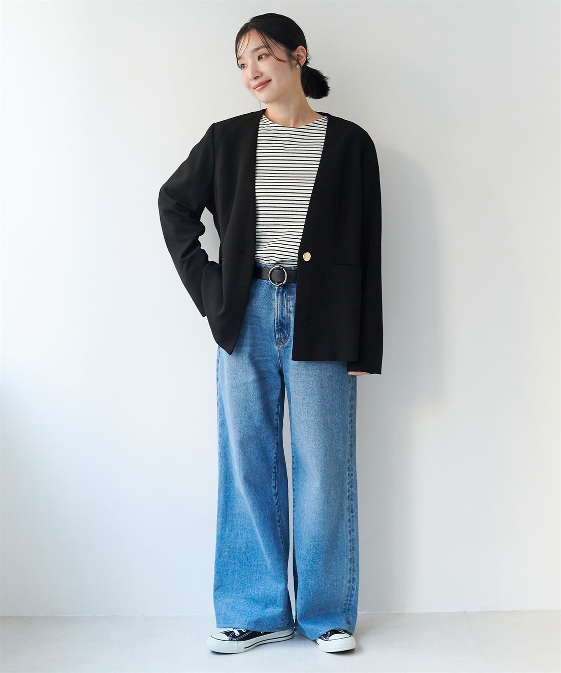 anyfee 【anyfee/大きいサイズ】ニットジョーゼットVネックノーカラージャケット《セレモニー/オケージョン》_sub_23