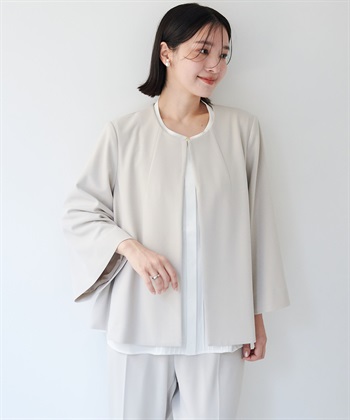 anyfee 【anyfee/大きいサイズ】ニットジョーゼットケープ風ジャケット《セレモニー/オケージョン》_subthumb_1