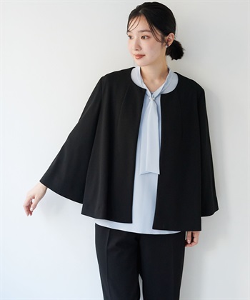 anyfee 【anyfee/大きいサイズ】ニットジョーゼットケープ風ジャケット《セレモニー/オケージョン》_subthumb_2