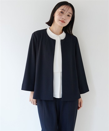 anyfee 【anyfee/大きいサイズ】ニットジョーゼットケープ風ジャケット《セレモニー/オケージョン》_subthumb_3