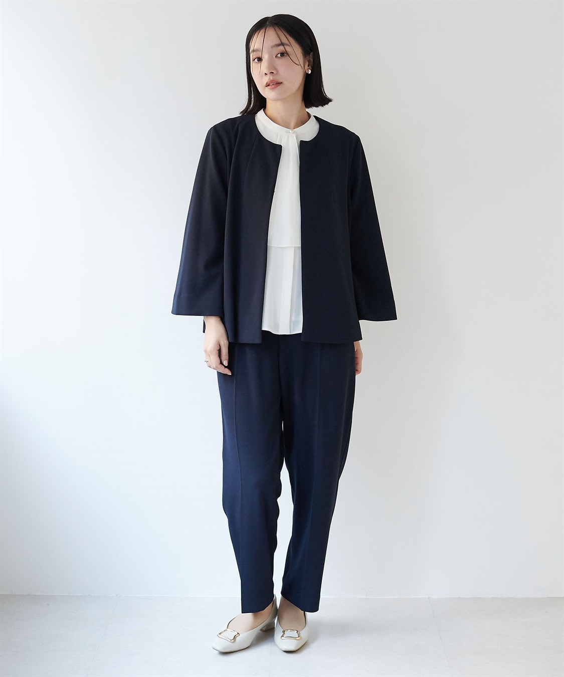 anyfee 【anyfee/大きいサイズ】ニットジョーゼットケープ風ジャケット《セレモニー/オケージョン》_sub_7