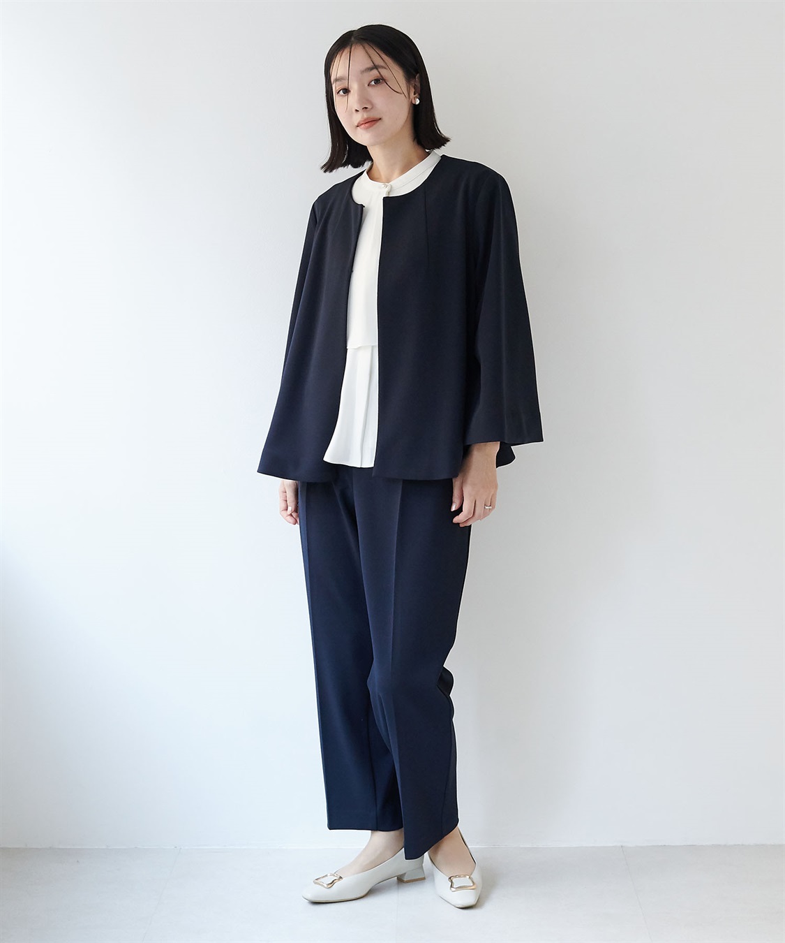 anyfee 【anyfee/大きいサイズ】ニットジョーゼットケープ風ジャケット《セレモニー/オケージョン》_sub_9